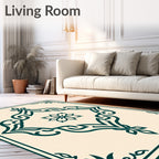 Classic Teal Medallion Floral Frame Rug