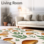 Whimsical Brown Mushroom Garden Foliage Rug