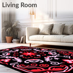 Crimson Pink Floral Starburst Medallion Rug