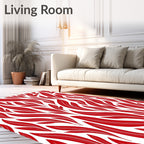 Red Abstract Leafy Swirl Rug