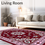 Crimson White Floral Paisley Medallion Rug