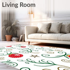 Red Christmas Ornaments Green Swirls Rug