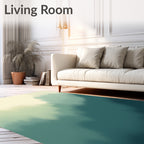 Foggy Forest Green Abstract Wash Rug