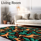 Whimsical Giraffe Jungle Botanical Rug