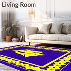 Bold Yellow Lion Emblem Royal Rug