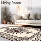 Ornate Dark Floral Sunburst Frame Rug