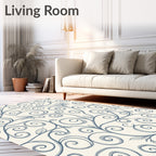 Vintage Blue Swirl Vine Garden Rug