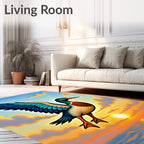 Vibrant Teal Duck Sunset Flight Rug