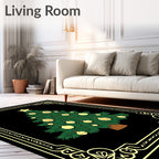 Golden Ornate Christmas Tree Festive Rug