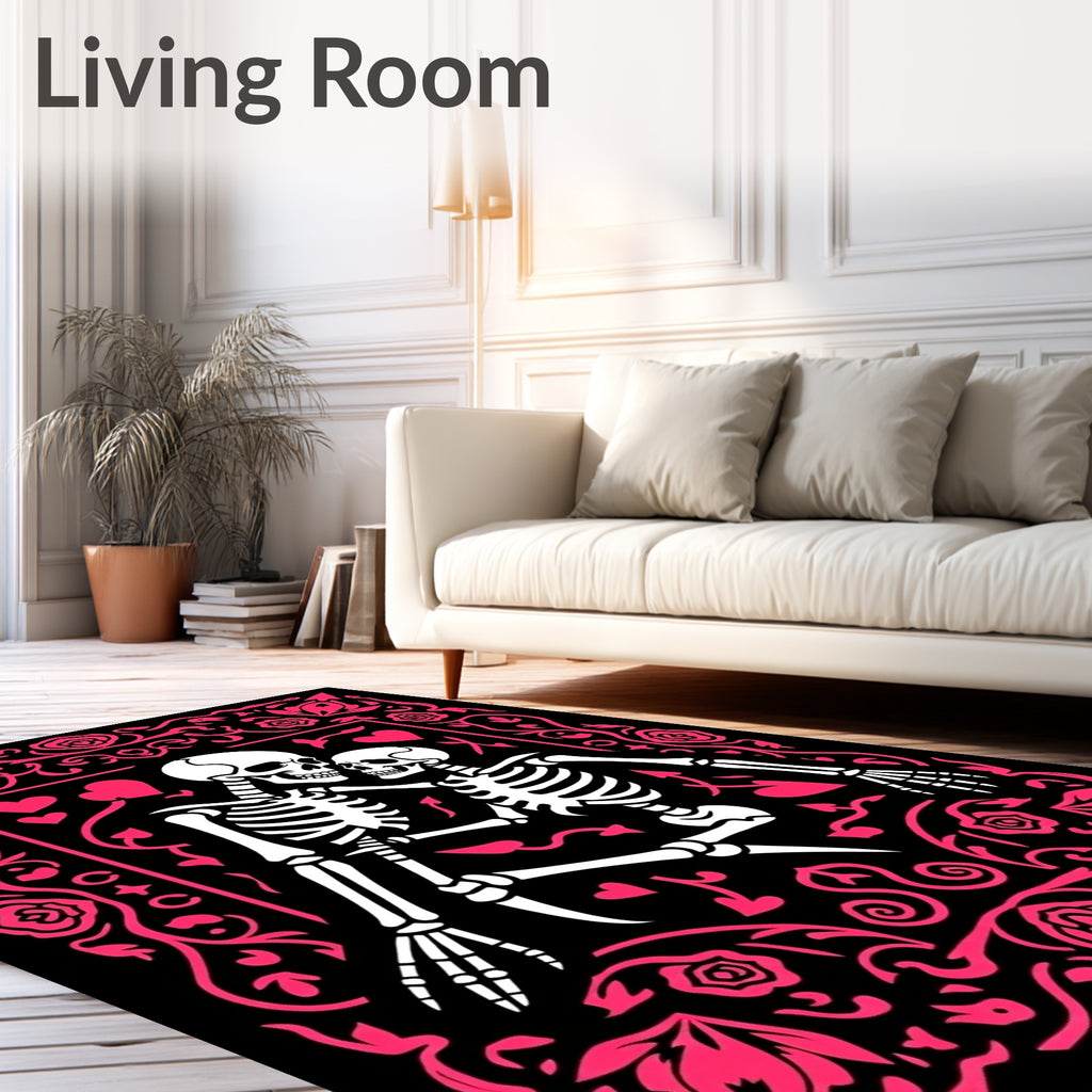 Love Skeletons Rose Floral Arrangement Rug