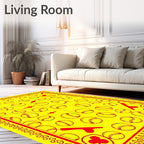 Bright Yellow Red Baseball Field Accents Rug