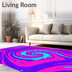 Vivid Pink Teal Swirl Spiral Rug