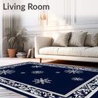 Dark Blue Winter Snowflake Garden Rug