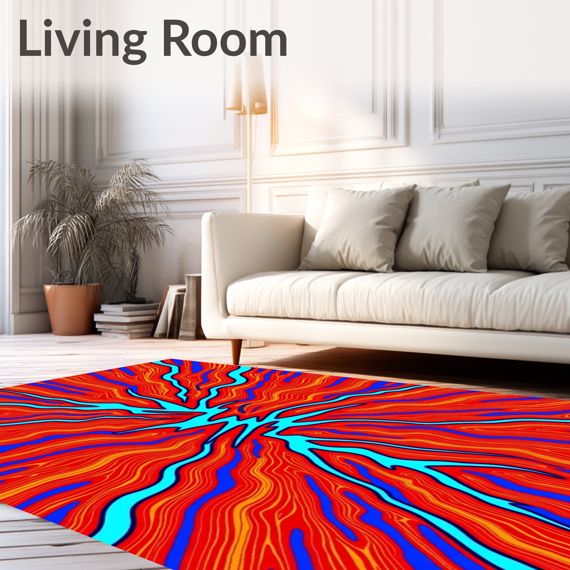 Radiant Electric Blue Wood Grain Rug