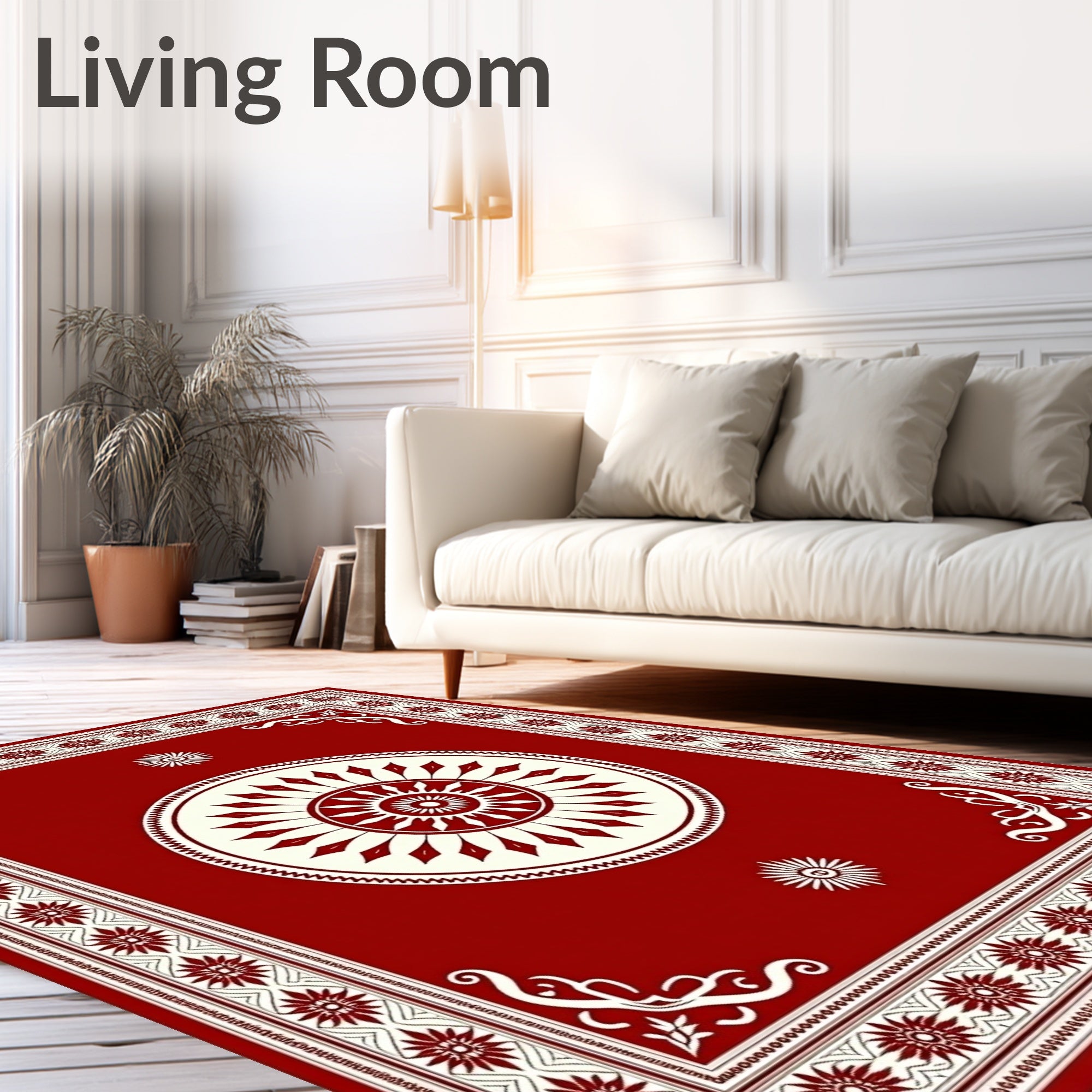 Rich Red Sunburst Medallion Rug