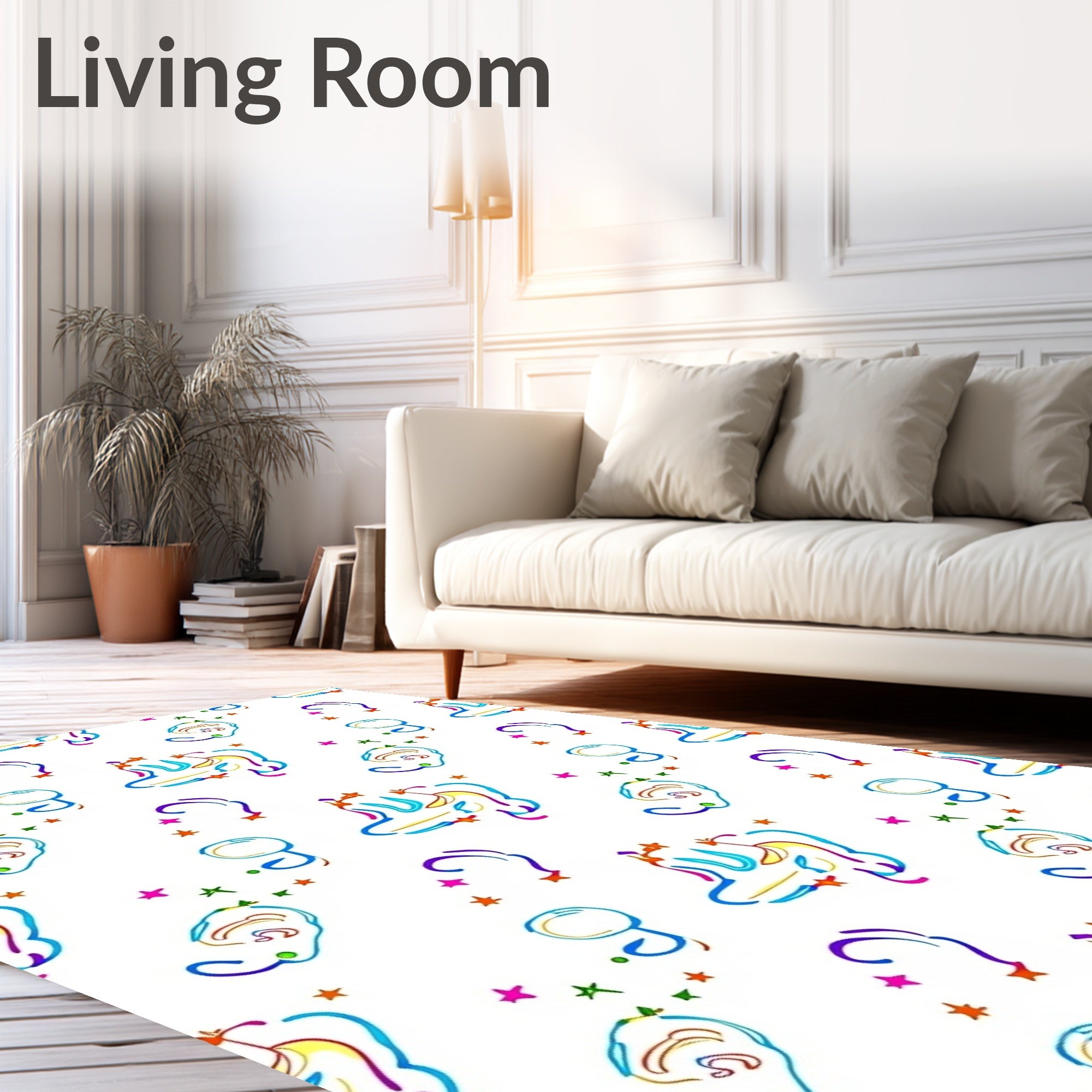 Colorful Abstract Whimsical Stars Scooter Rug