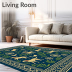 Golden Dogs Evergreen Branch Navy Rug