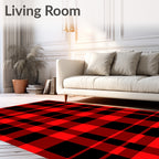 Classic Red Black Checkered Plaid Rug