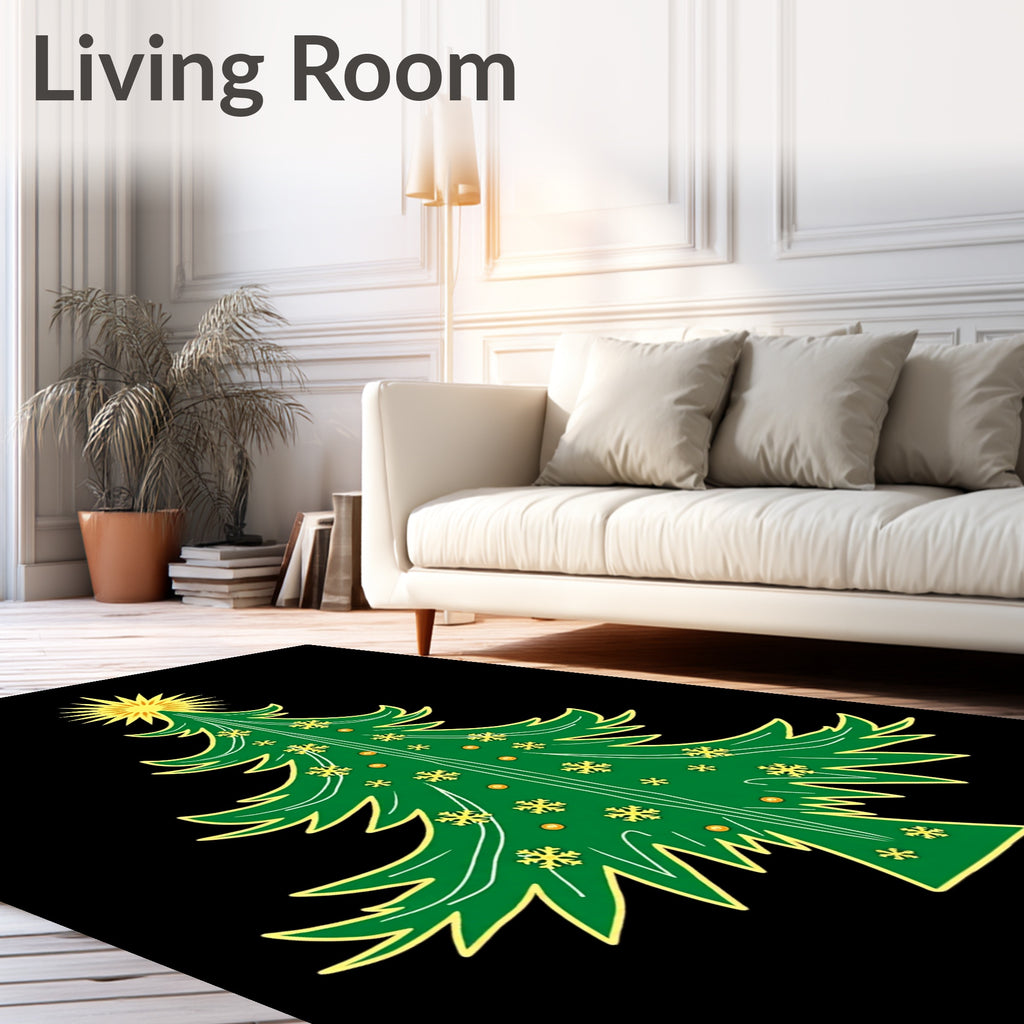 Bright Green Snowflake Christmas Tree Rug
