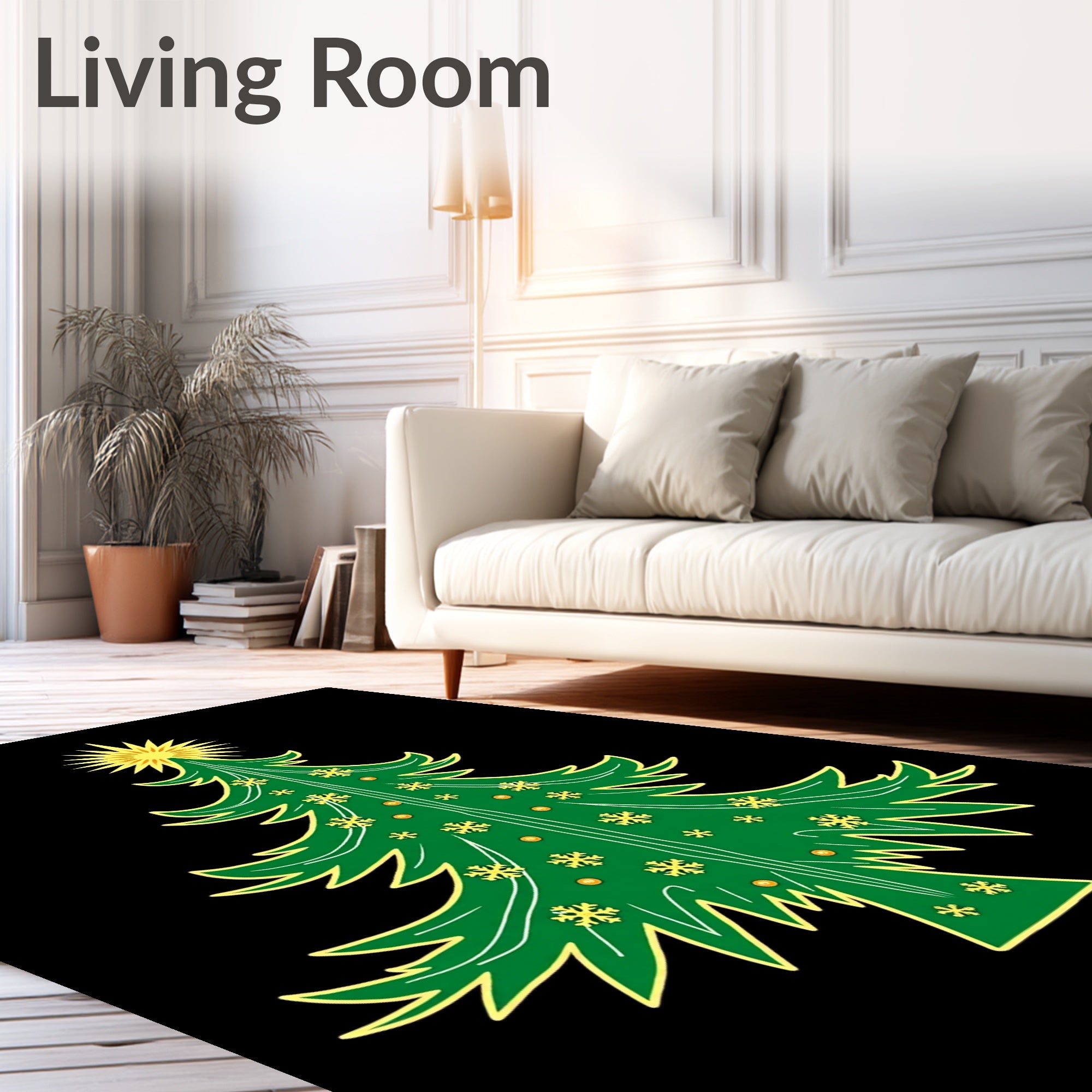 Bright Green Snowflake Christmas Tree Rug
