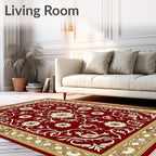 Ornate Crimson Floral Garden Rug