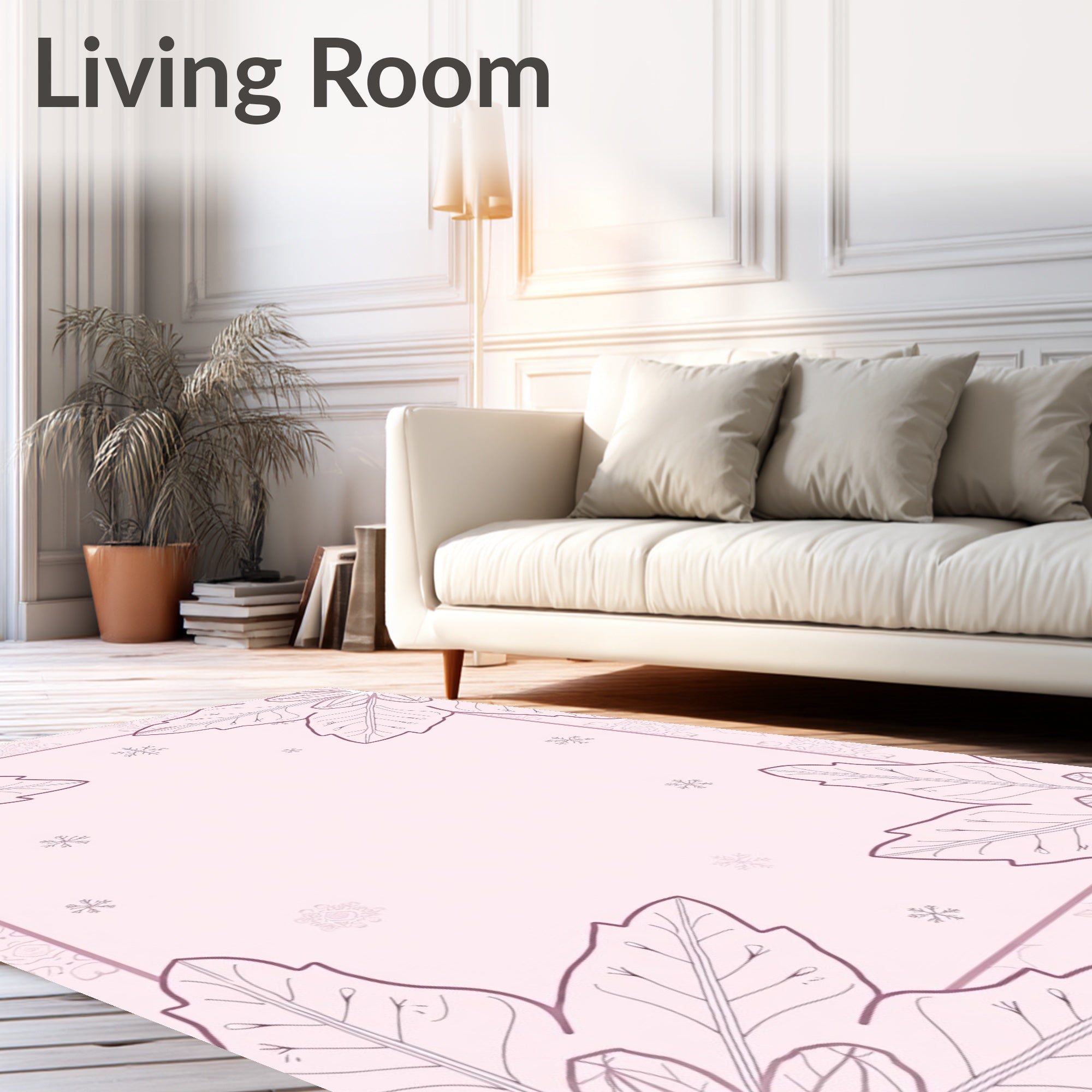 Soft Pink Floral Snowflake Meadow Rug