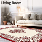 Crimson Bloom Star Border Artwork Rug