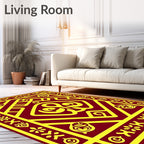 Crimson Yellow Geometric Ornament Rug