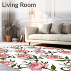 Pink Rose Vine Garden Rug