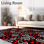 Black Red White Abstract Continuous Line Rug