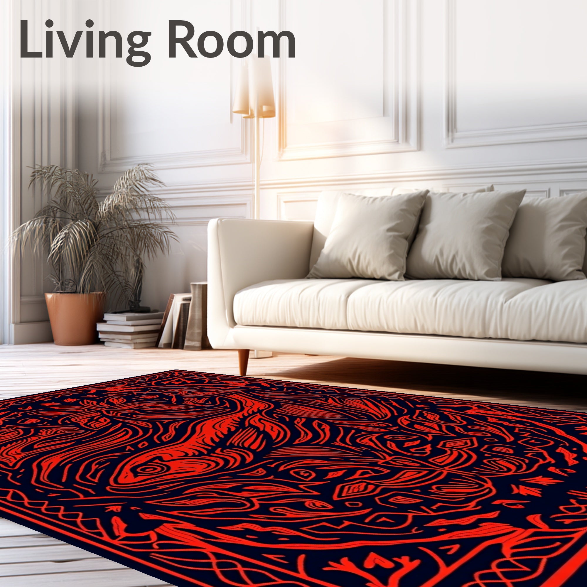 Crimson Koi Fish Oceanic Border Rug