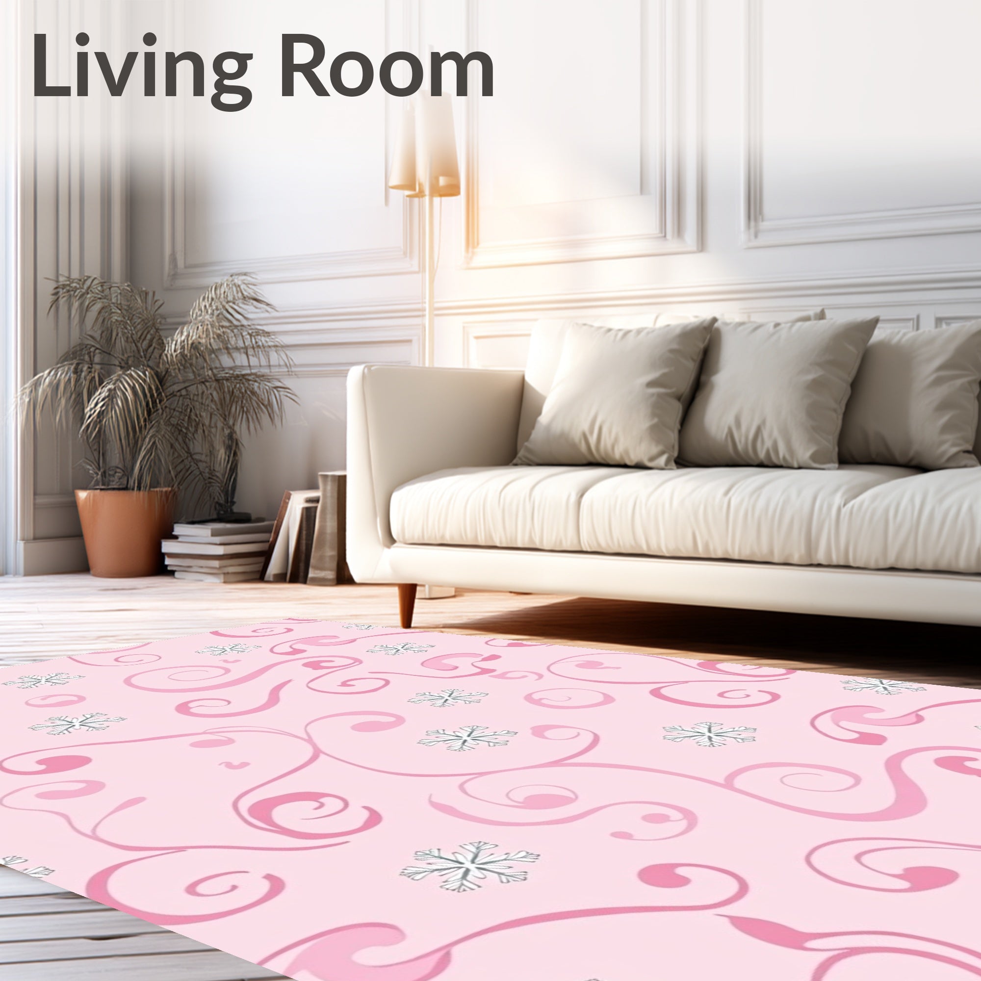 Pink Swirl Snowflake Winter Whimsy Rug