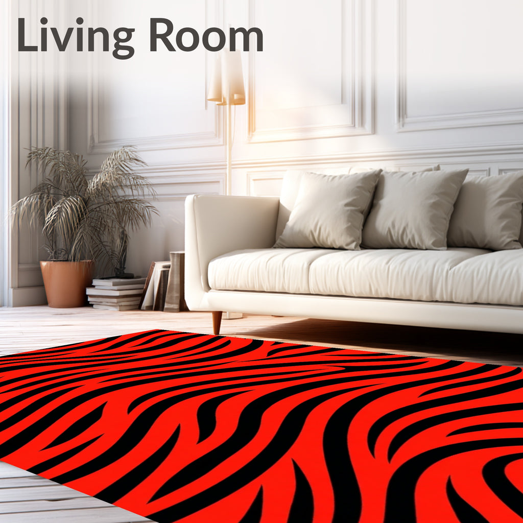 Bold Red Black Zebra Stripe Rug