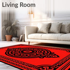 Bold Crimson Mandala Medallion Rug