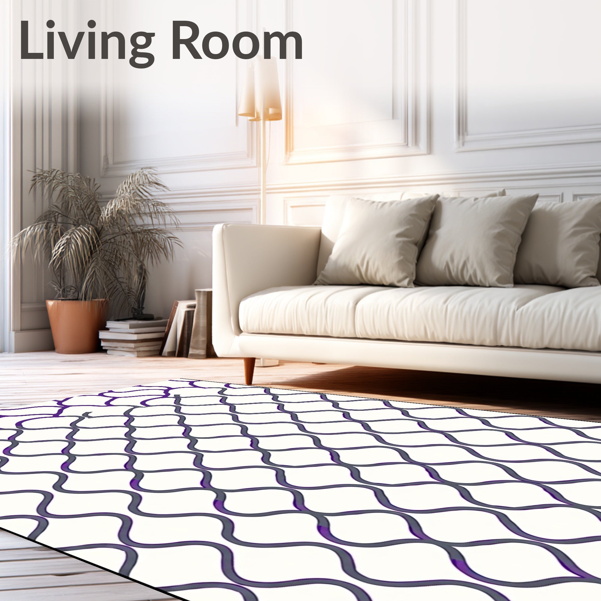 Deep Purple Lattice Waves Rug