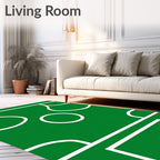 Modern Green and White Court Rug