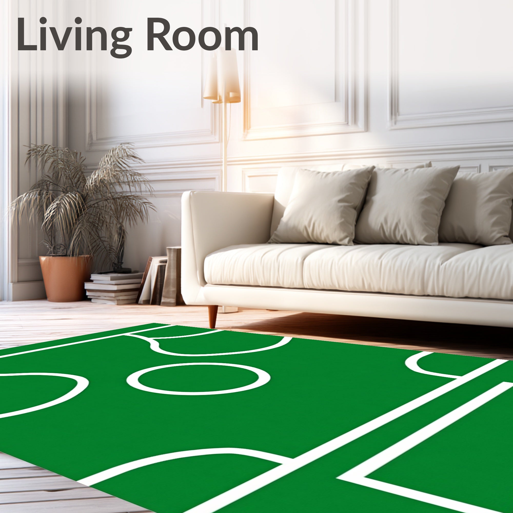 Modern Green and White Court Rug