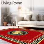 Red and Navy Dog Medallion Rug