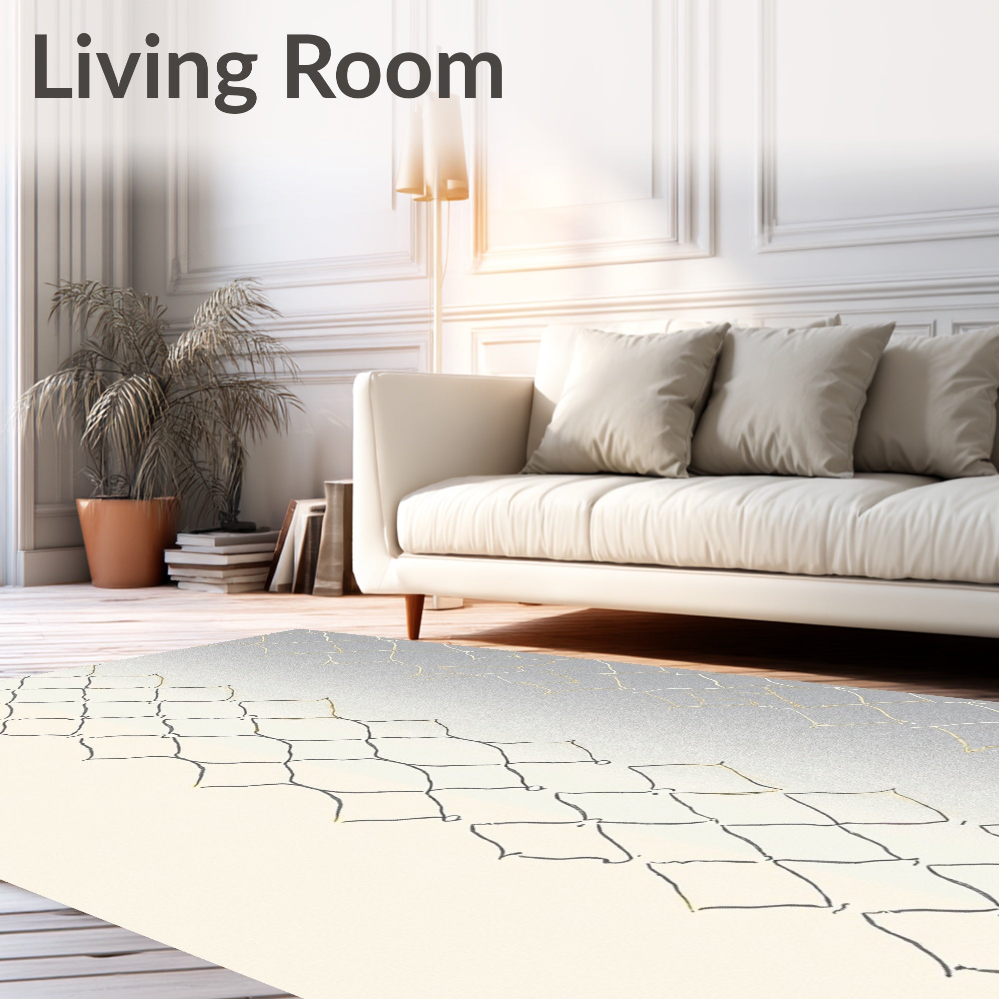 Golden Gray Lattice Detail Rug