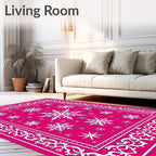 Fuchsia Snowflakes Border Medallion Rug