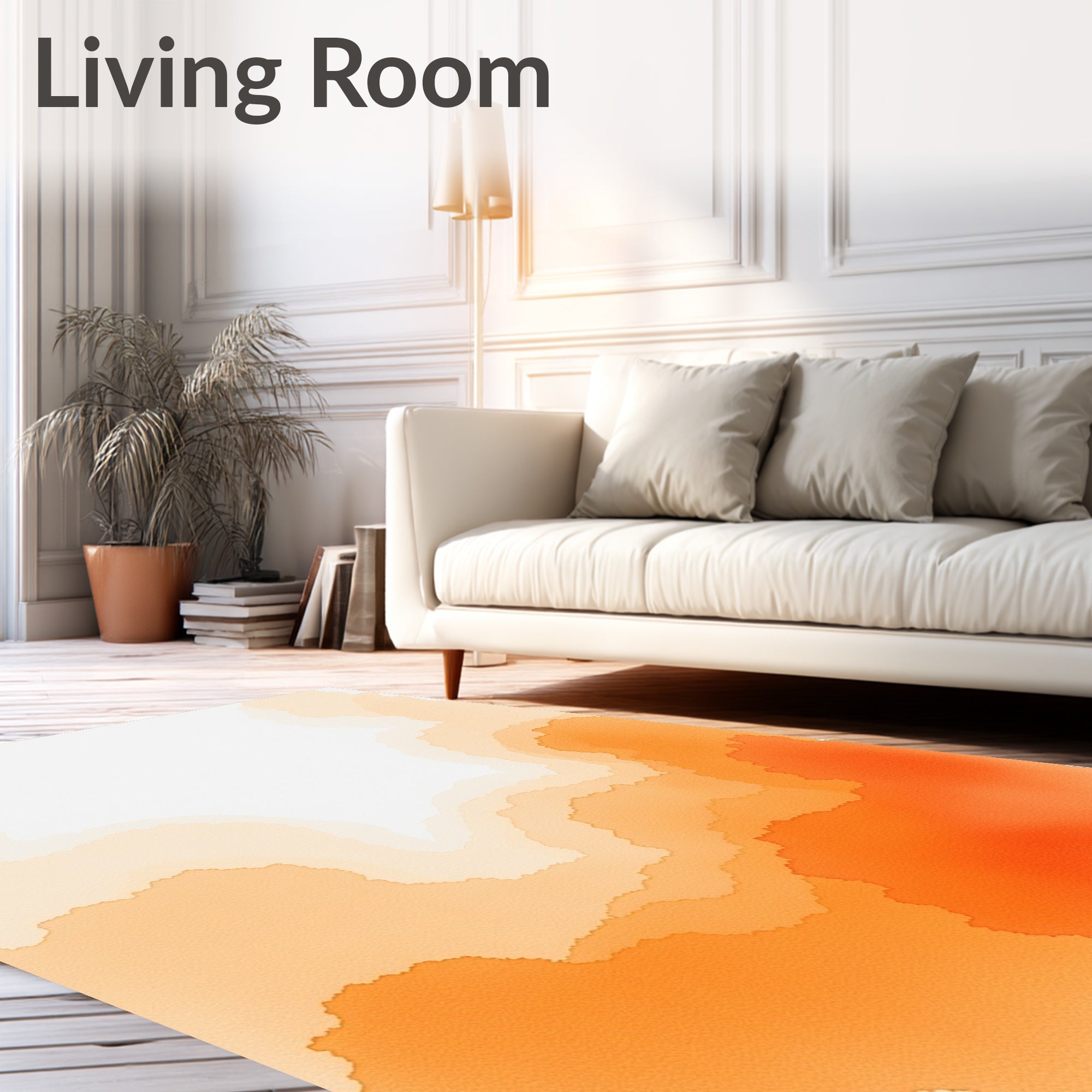 Warm Orange Layered Watercolor Organic Rug