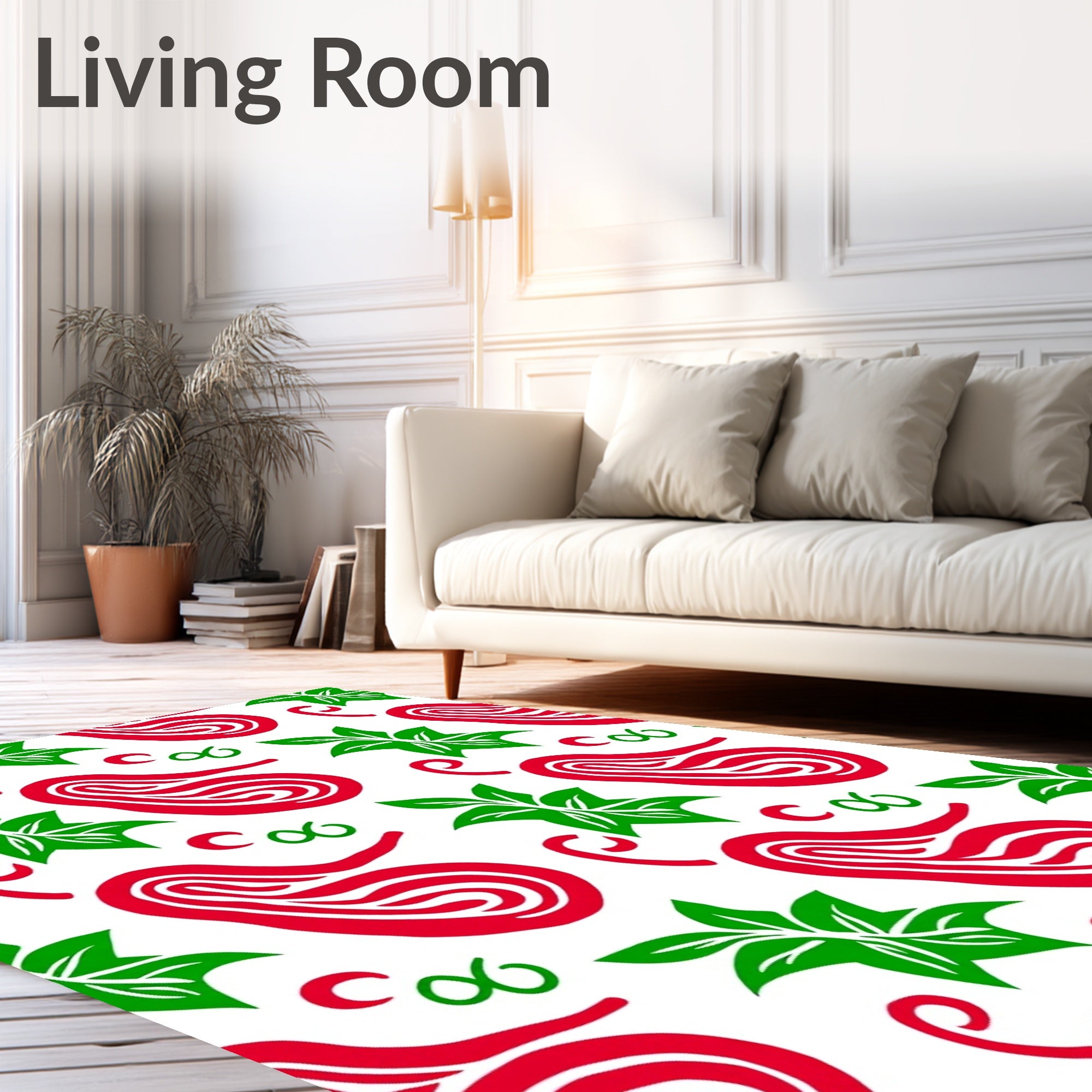 Red Green Paisley Floral Swirls Rug