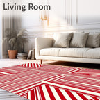 Bold Red and Cream Star Stripes Rug