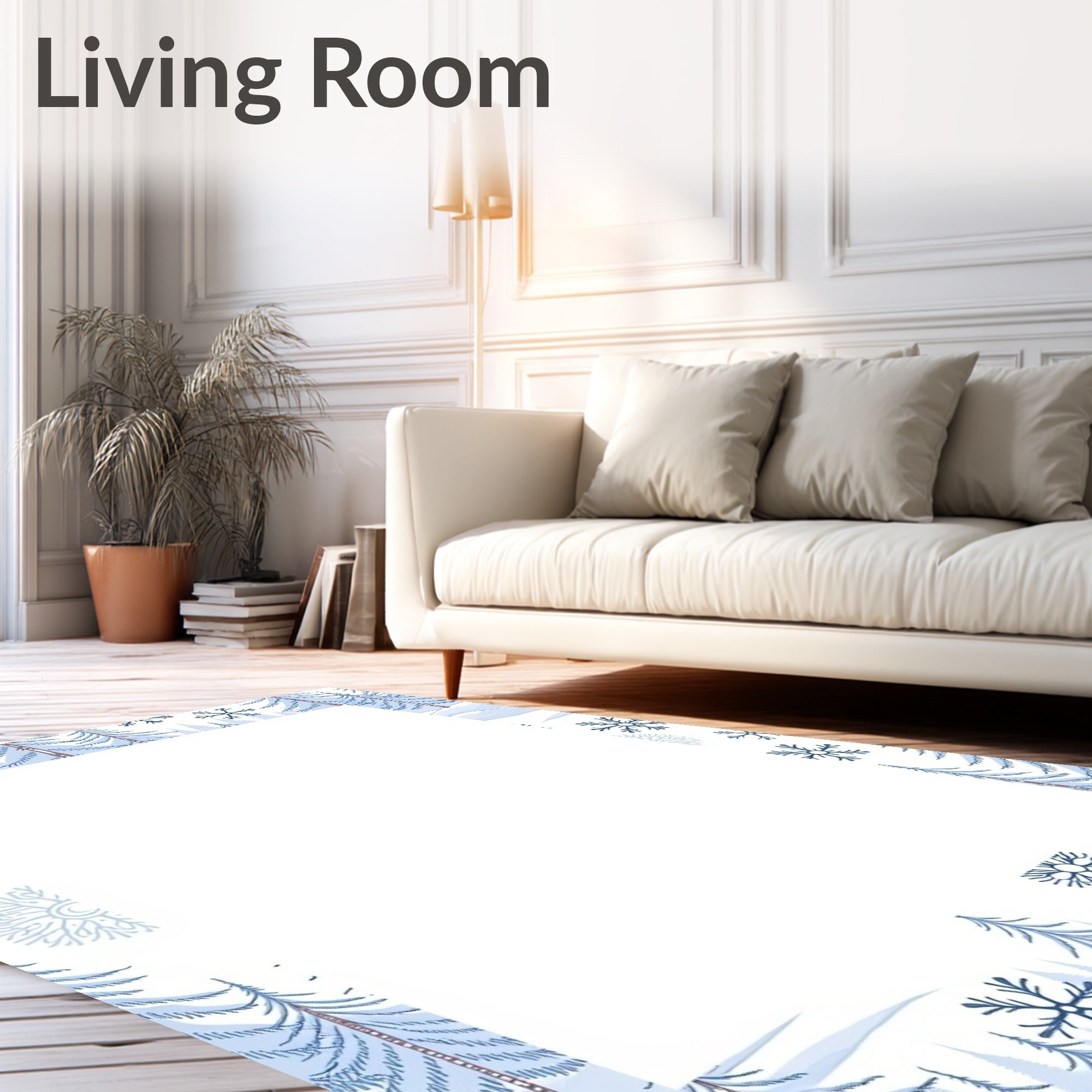 Winter Forest Snowflakes Blue Tone Rug