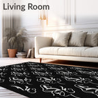 Monochromatic Abstract Butterfly Swirl Ornament Rug