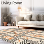 Geometric Orange Line Art Rug