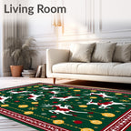 Festive Reindeer Ornaments Border Rug