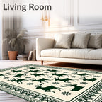 Forest Green Deer Snowflake Accent Rug