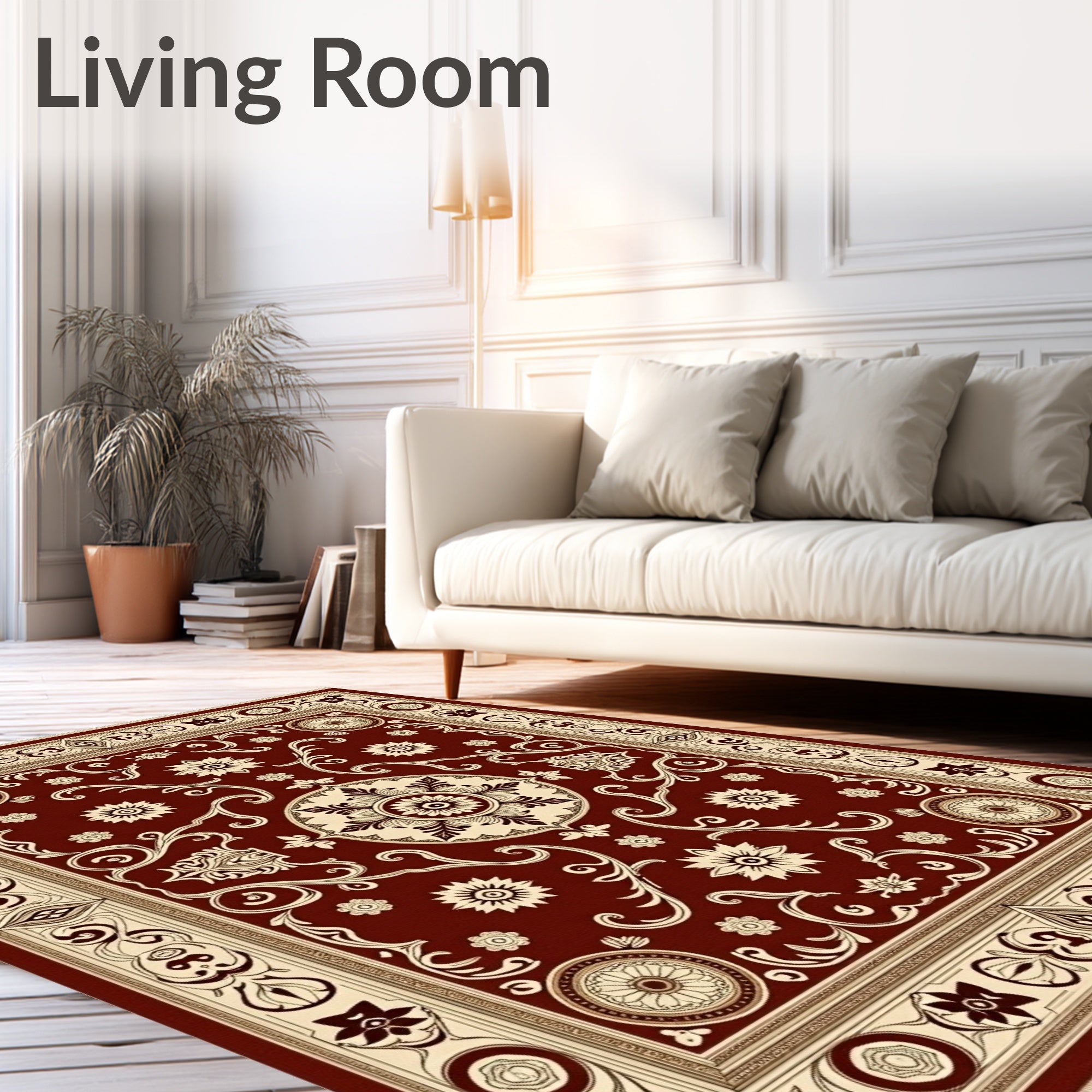 Deep Red Ornamental Bloom Rug