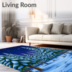 Winter Snowy Forest Starry Night Rug